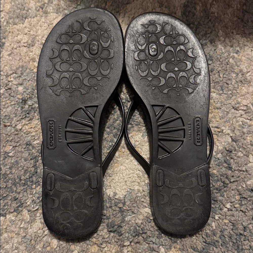 Coach Black and Gray Flip Flops - Picture 4 of 5